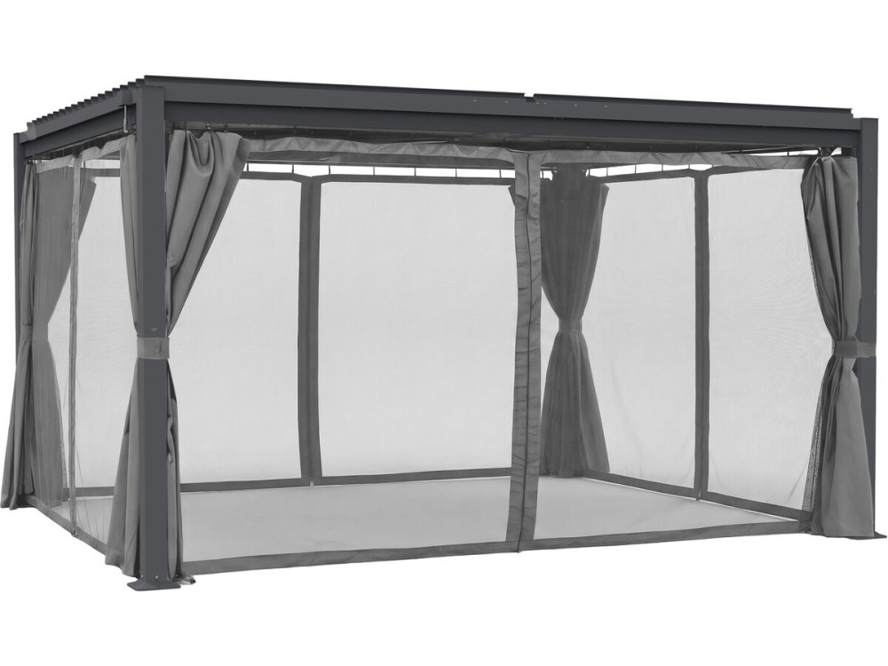 Howard" curtain + mosquito net for bioclimatic pergola - 3 x 4 m - Grey
