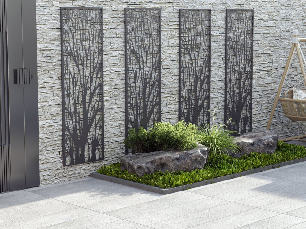 Decorative metal fence "Tree" 50 x 150 cm - Anthracite
