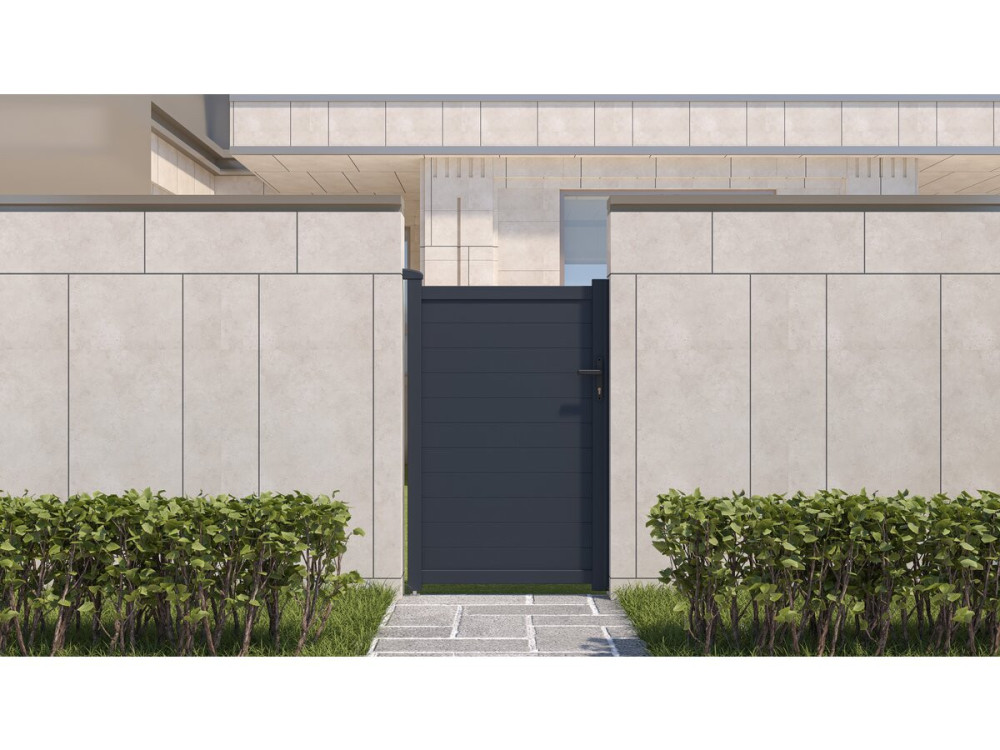 Aluminium garden gate door "Marc" - 101.2 x 155.9 cm - Grey