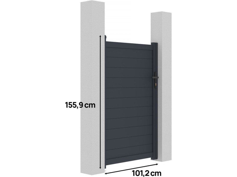 Aluminium garden gate door "Marc" - 101.2 x 155.9 cm - Grey