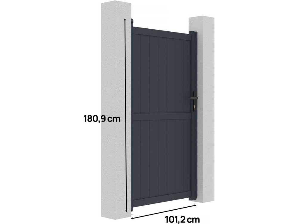Aluminium garden gate door "Maurice" - 101.2 x 180.9 cm - Grey