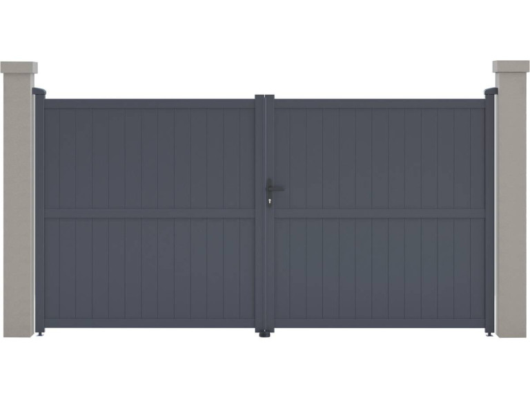 Aluminium garden gate door "Maurice" - 349.5 x 180.9 cm - Grey