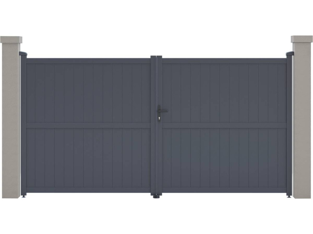 Aluminium garden gate door "Maurice" - 349.5 x 180.9 cm - Grey