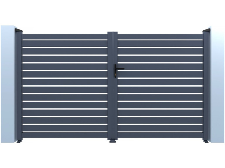 Julien" semi-openwork aluminium gate - 300 x 140 cm - Grey