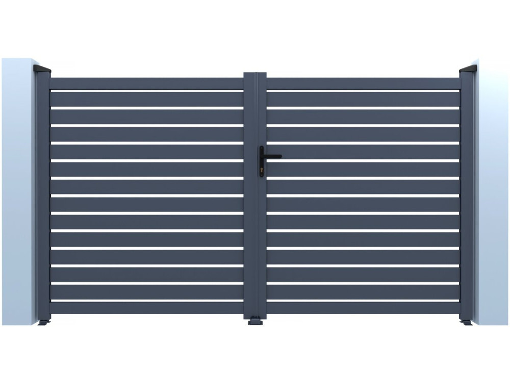 Julien" semi-openwork aluminium gate - 300 x 140 cm - Grey