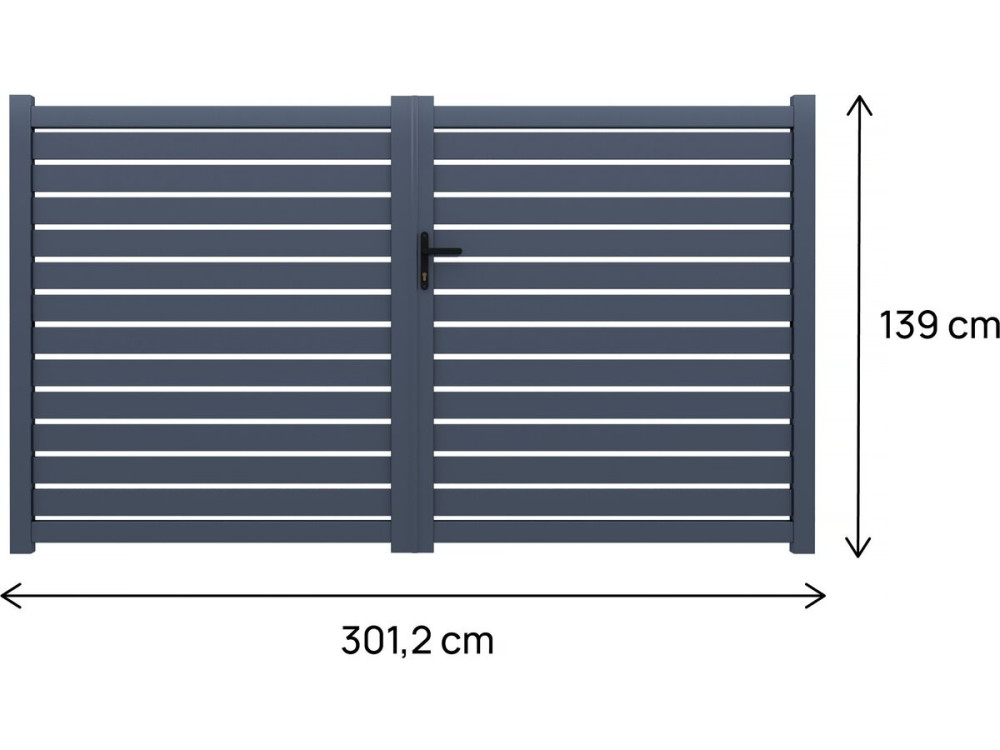 Julien" semi-openwork aluminium gate - 300 x 140 cm - Grey