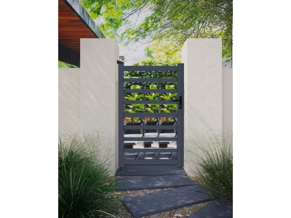 Marius" openwork aluminium gate - 100 x 180 cm - Grey