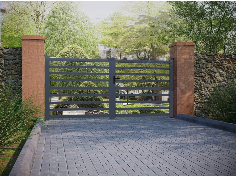 Martin" openwork aluminium gate - 340 x 180 cm - Grey