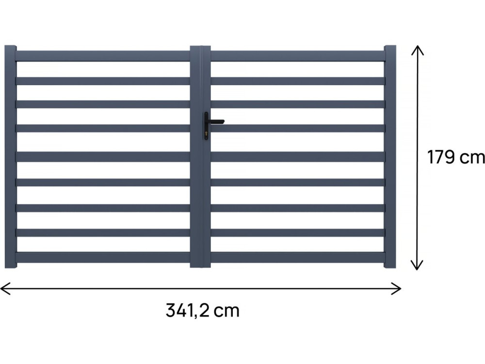 Martin" openwork aluminium gate - 340 x 180 cm - Grey