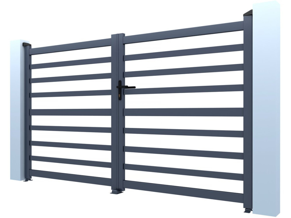 Martin" openwork aluminium gate - 340 x 180 cm - Grey