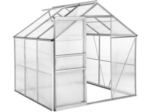 Polycarbonate garden greenhouse 190 x 190 x 195 cm "Basilic" - 3,61 m² - Grey
