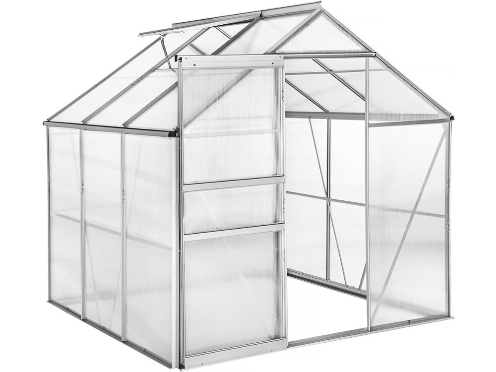 Polycarbonate garden greenhouse 190 x 190 x 195 cm "Basilic" - 3,61 m² - Grey