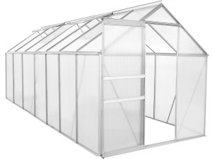 Polycarbonate garden greenhouse 430 x 190 x 195 cm "Basilic" - 8.17 m² - Grey