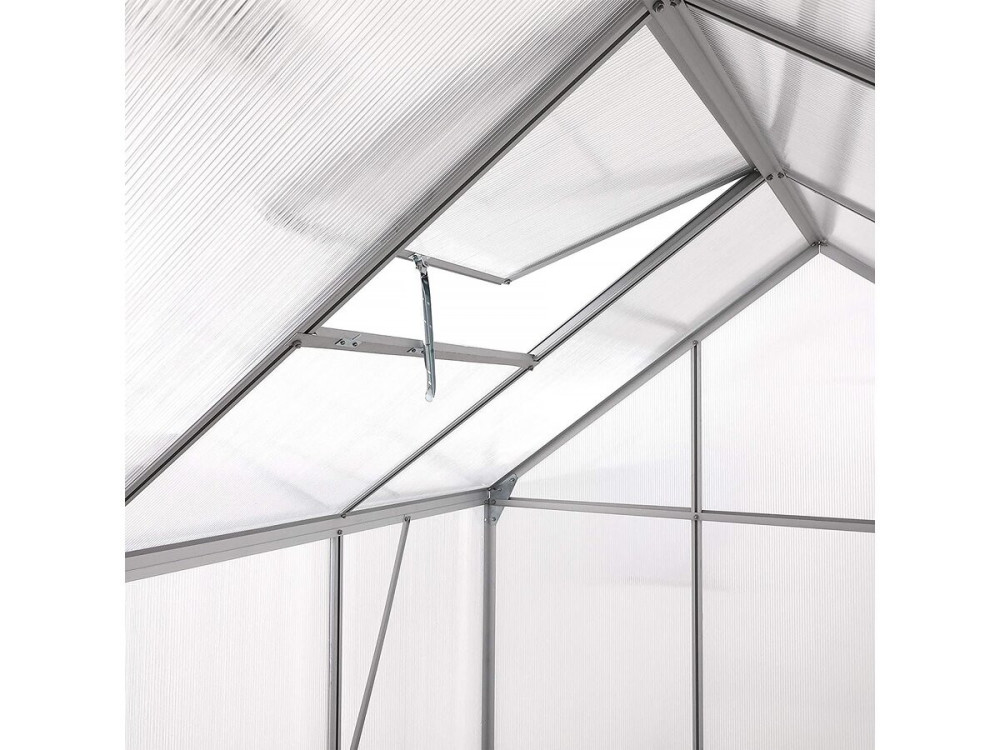 Polycarbonate garden greenhouse 430 x 190 x 195 cm "Basilic" - 8.17 m² - Grey