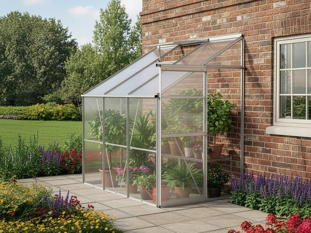 190 x 125 x 195 cm - 2.37 m² polycarbonate lean-to greenhouse
