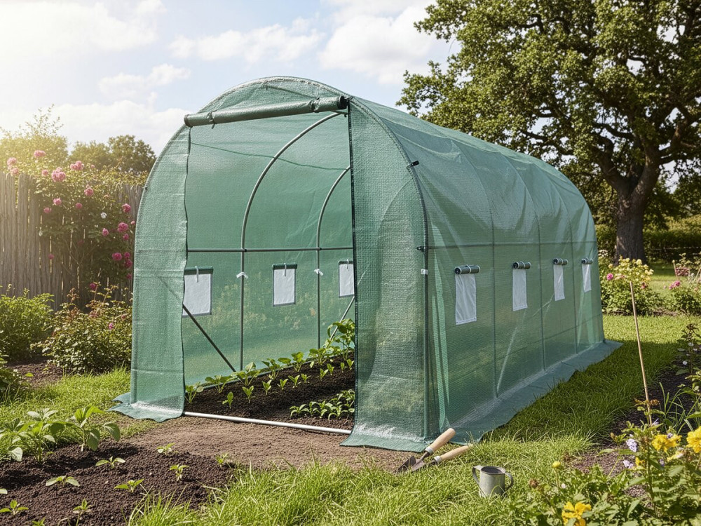 Cover for garden tunnel greenhouse "Lys" - 9 m² - 130g - Green