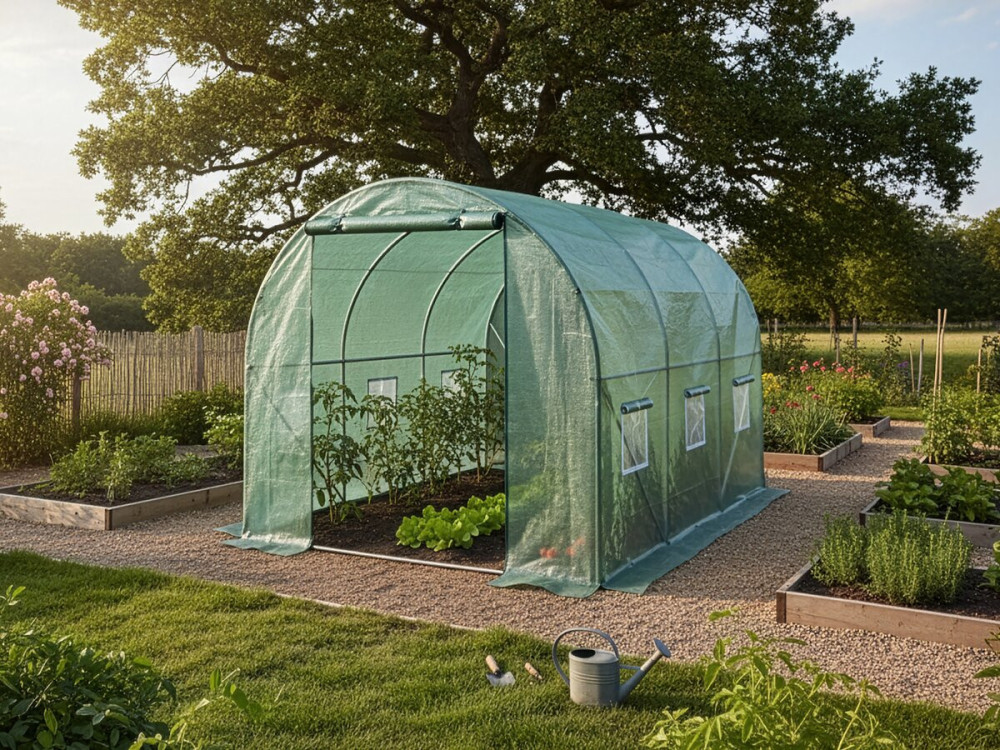 Cover for garden tunnel greenhouse "Lys" - 6 m² - 130g - Green