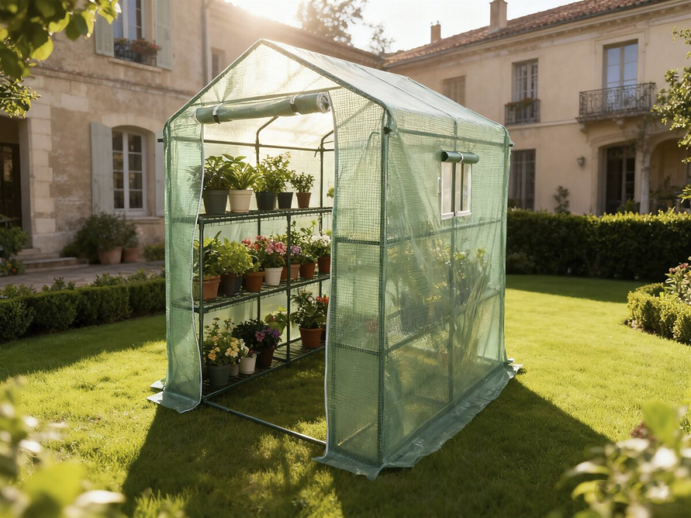 Garden tomato greenhouse with shelves "Lys" - 2.04 m² - 130g - Green