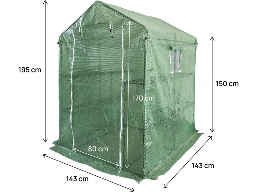 Garden tomato greenhouse with shelves "Lys" - 2.04 m² - 130g - Green