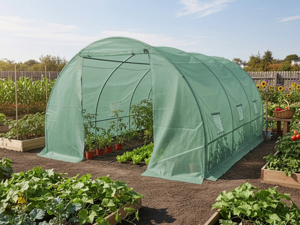 Garden greenhouse 4 x 3 m "Lys" - 12 m² - 140g - Green