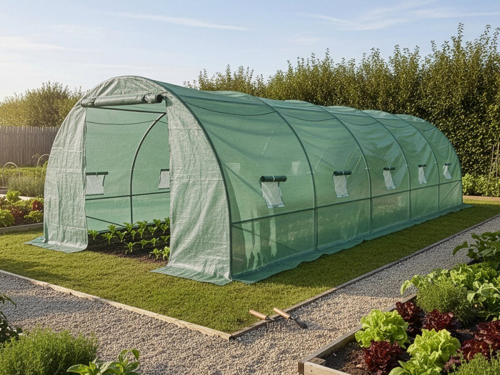 Greenhouse 8 x 3 m "Lys" - 24 m² - 140g - Green