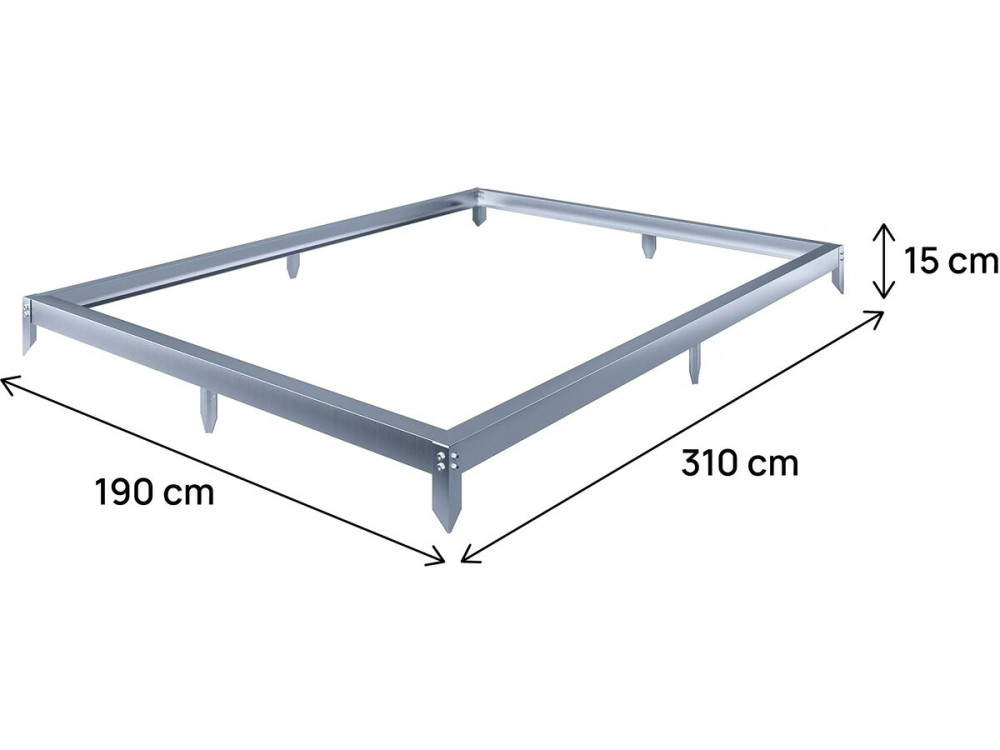 Galvanized steel base for "Basilic" garden greenhouse - 5.89 m² - Grey