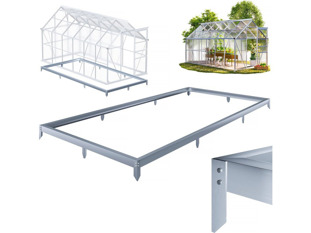 Galvanized steel base for "Basilic" garden greenhouse - 7.03 m² - Grey
