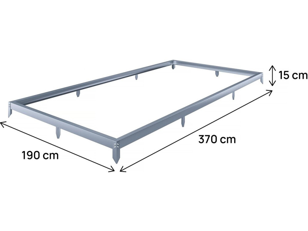 Galvanized steel base for "Basilic" garden greenhouse - 7.03 m² - Grey