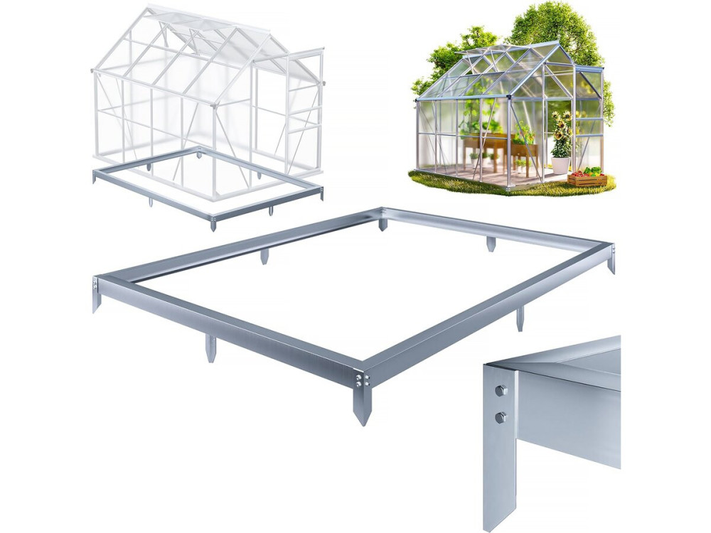 Galvanized steel base for "Basilic" garden greenhouse - 3.61 m² - Grey