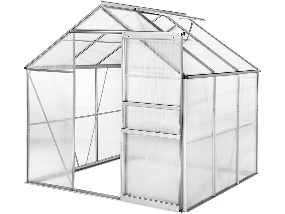 Galvanized steel base for "Basilic" garden greenhouse - 3.61 m² - Grey
