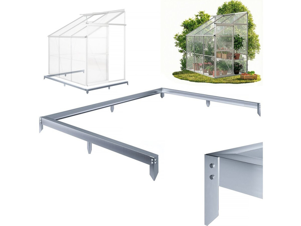 Galvanized steel base for "Basilic" garden greenhouse - 2.37 m² - Grey