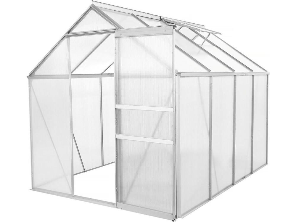 Galvanized steel base for "Basilic" garden greenhouse - 4.75 m² - Grey