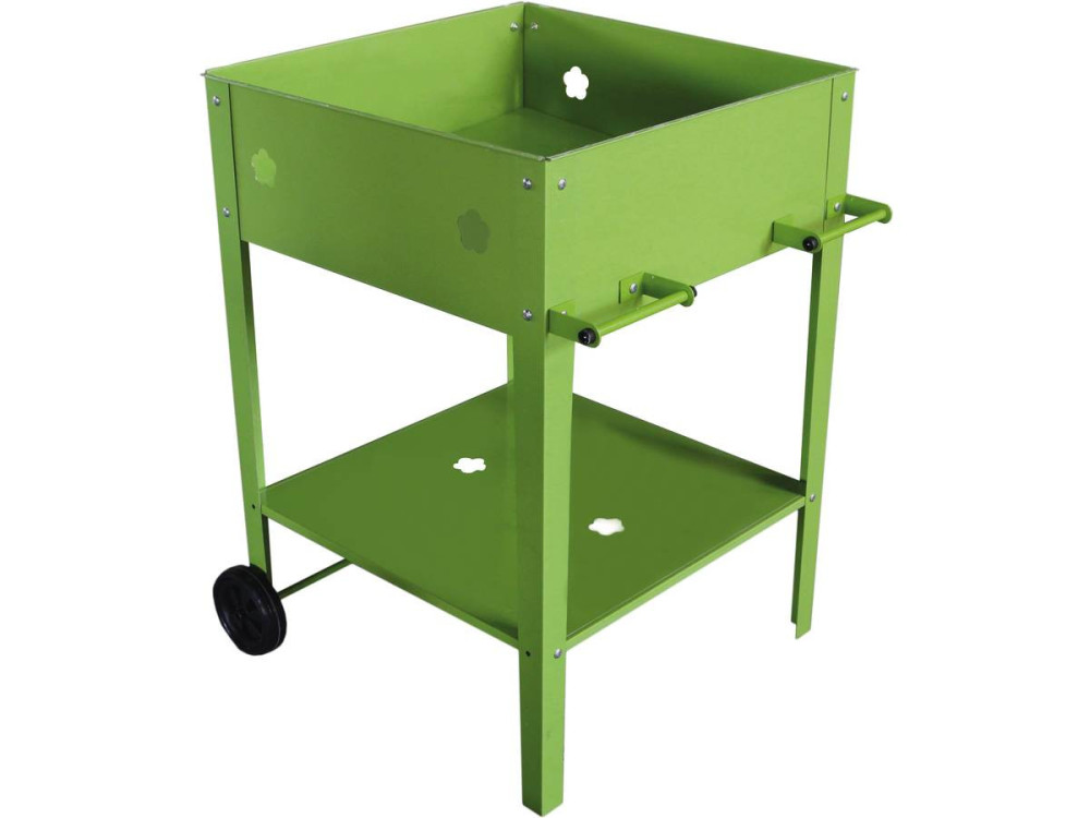 Raised garden planting table box made of metal "Laurier" - 55 x 55 x 80 cm - Green