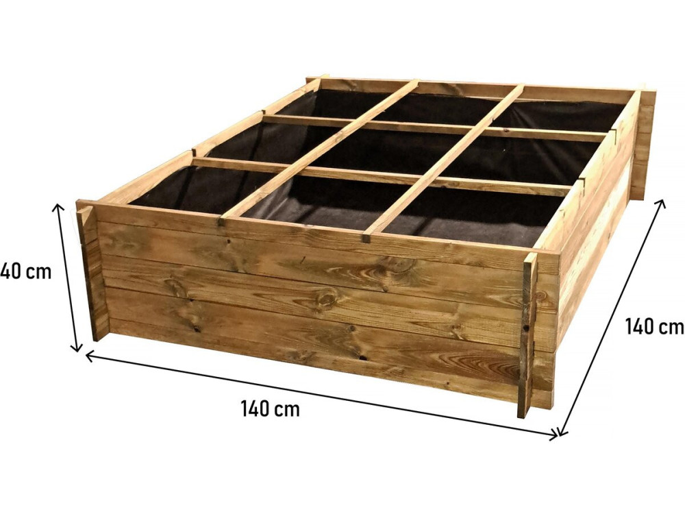 Nigelle" wooden vegetable garden square - 140 x 140 x 40 cm
