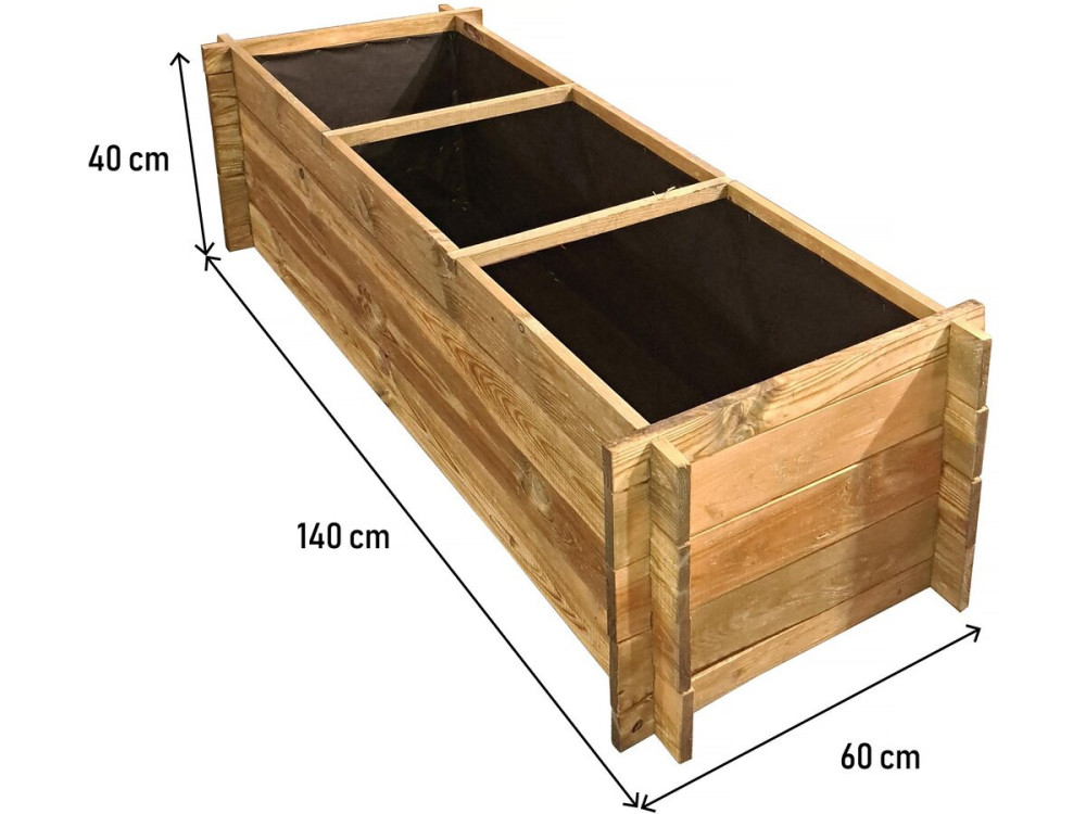 Dhalia" wooden vegetable garden square - 140 x 60 x 41 cm