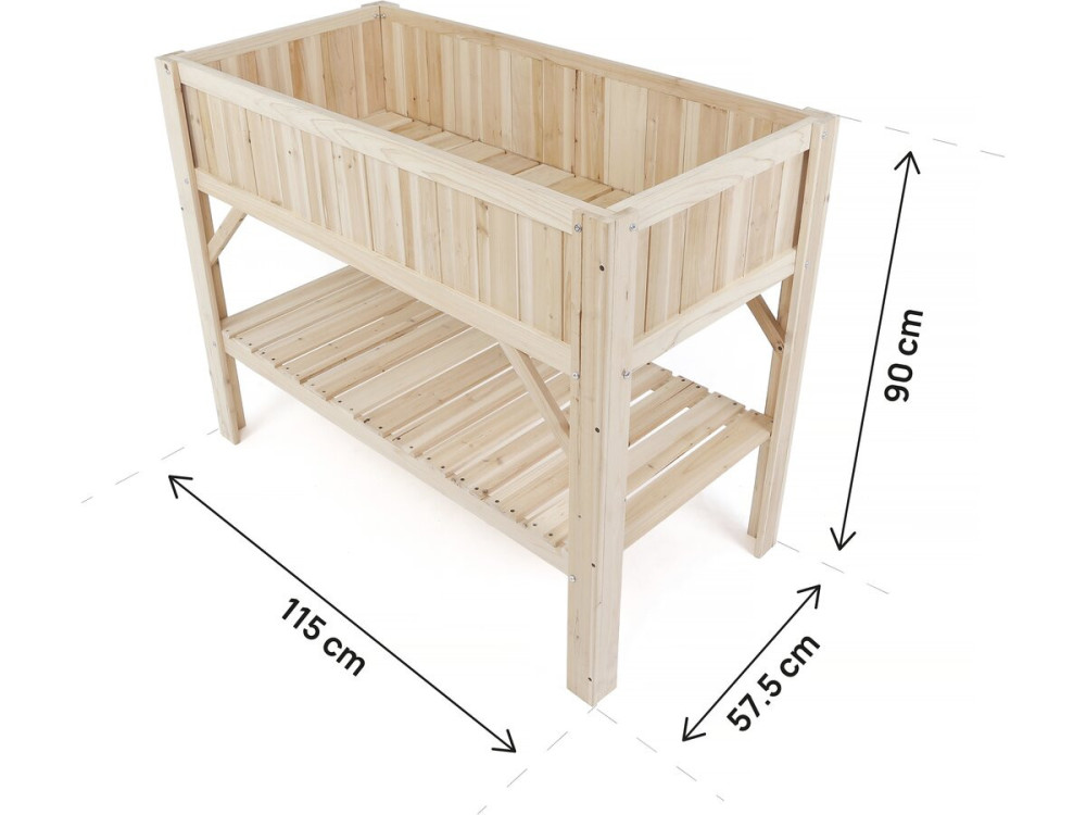 Magnolia" square wooden vegetable garden - 115 x 57 x 90 cm - Beige