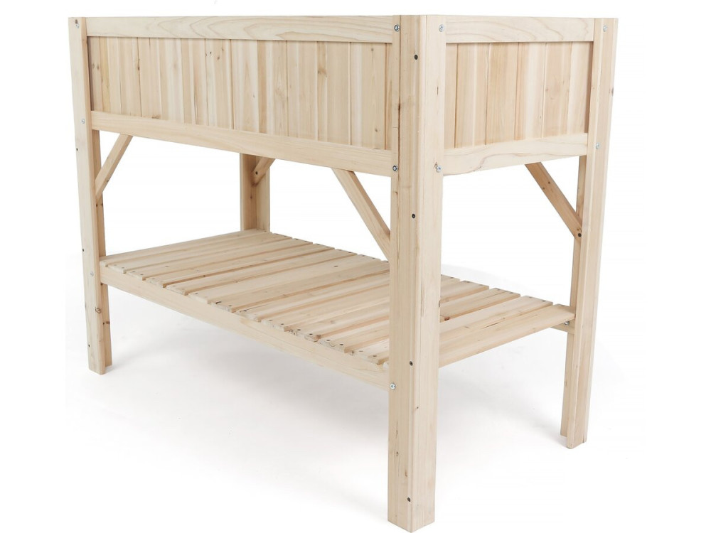 Magnolia" square wooden vegetable garden - 115 x 57 x 90 cm - Beige
