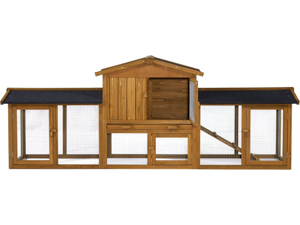 Galina" rabbit hutch with 1 wooden floor - 224 x 53 x 84 cm - Brown