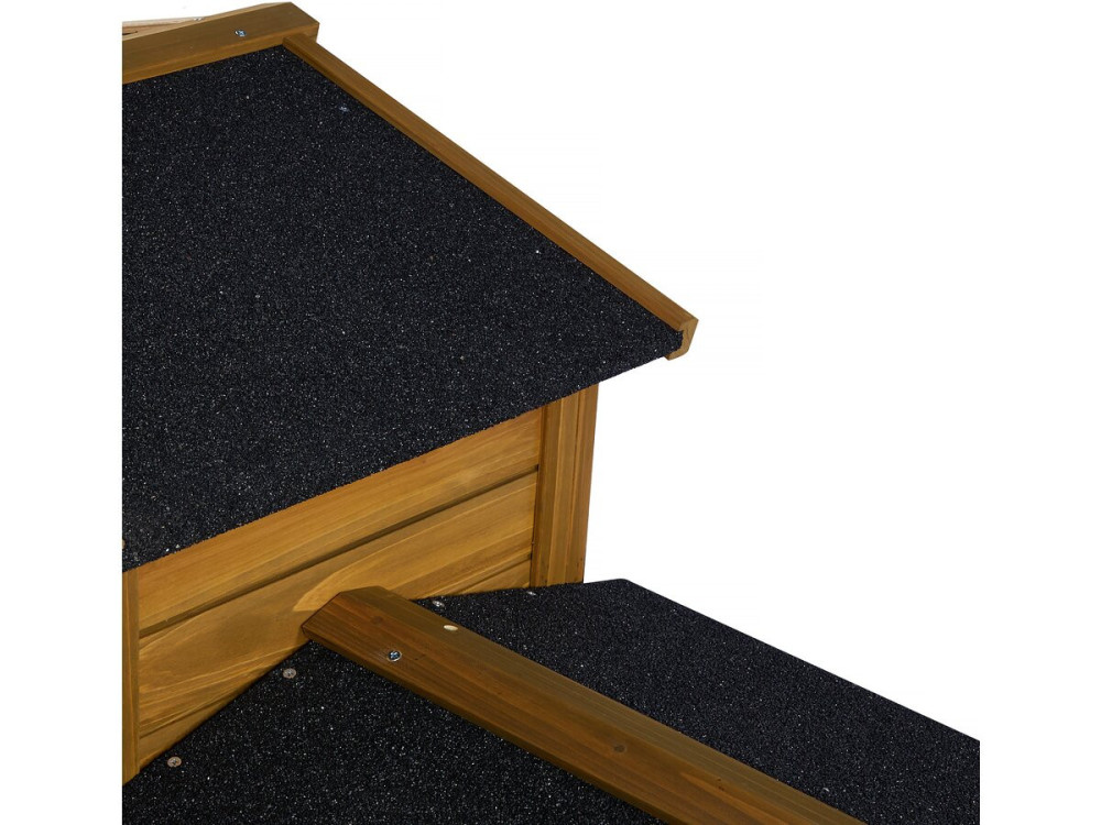 Galina" rabbit hutch with 1 wooden floor - 224 x 53 x 84 cm - Brown