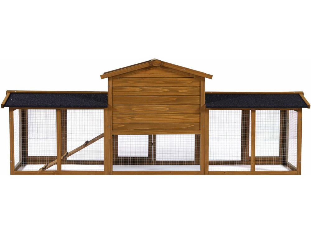 Galina" rabbit hutch with 1 wooden floor - 224 x 53 x 84 cm - Brown