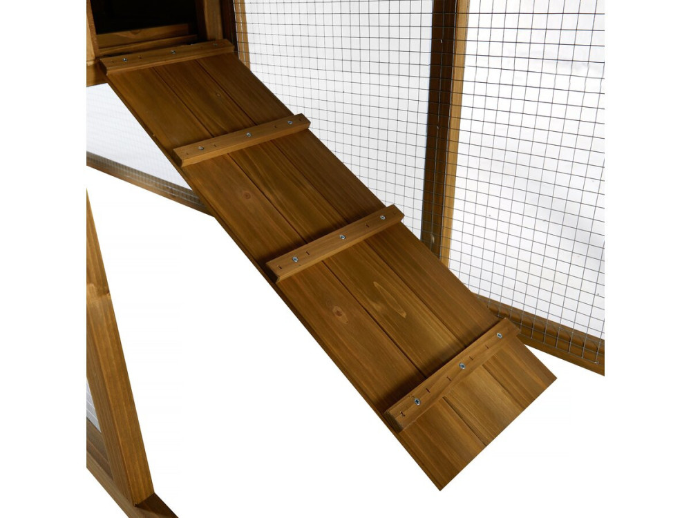 Galina" rabbit hutch with 1 wooden floor - 224 x 53 x 84 cm - Brown