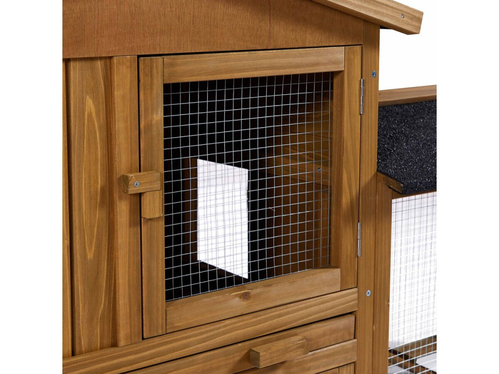 Galina" rabbit hutch with 1 wooden floor - 224 x 53 x 84 cm - Brown