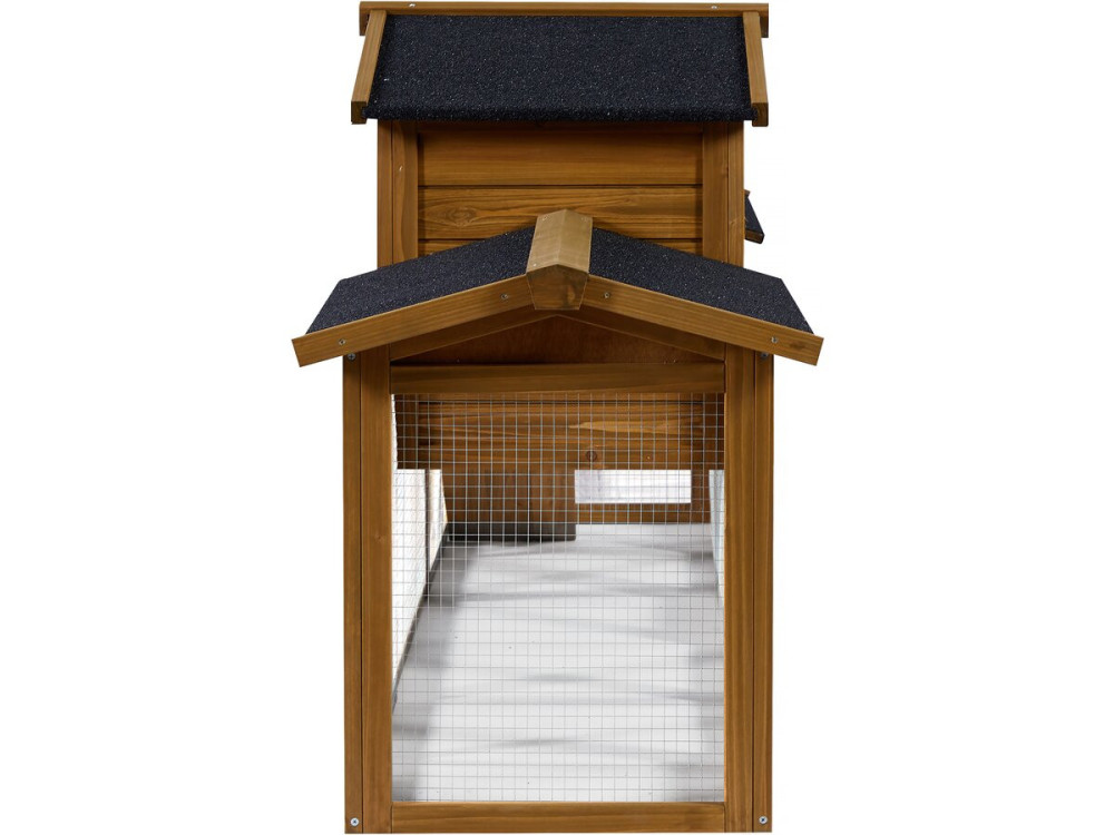 Galina" rabbit hutch with 1 wooden floor - 224 x 53 x 84 cm - Brown