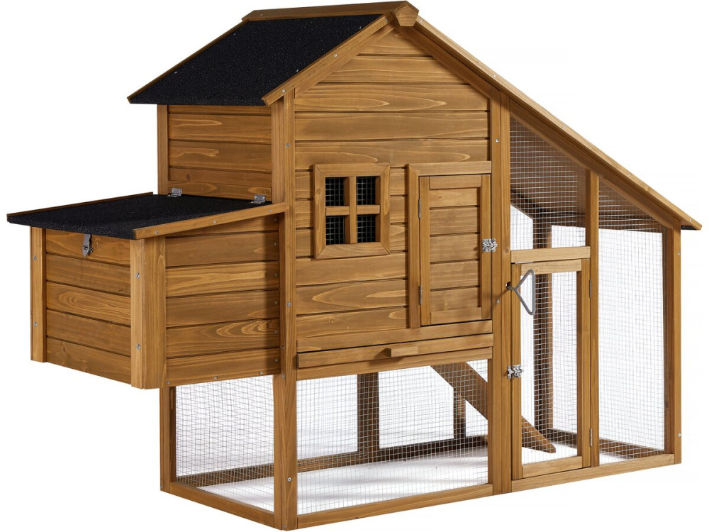 Princesse" henhouse with wooden nesting box - 4 hens - Brown