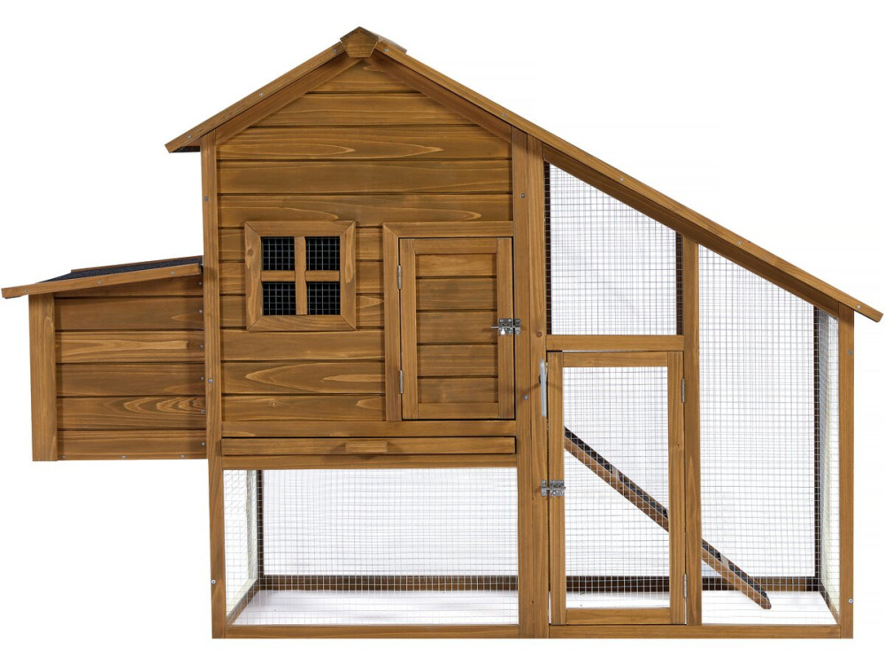 Princesse" henhouse with wooden nesting box - 4 hens - Brown