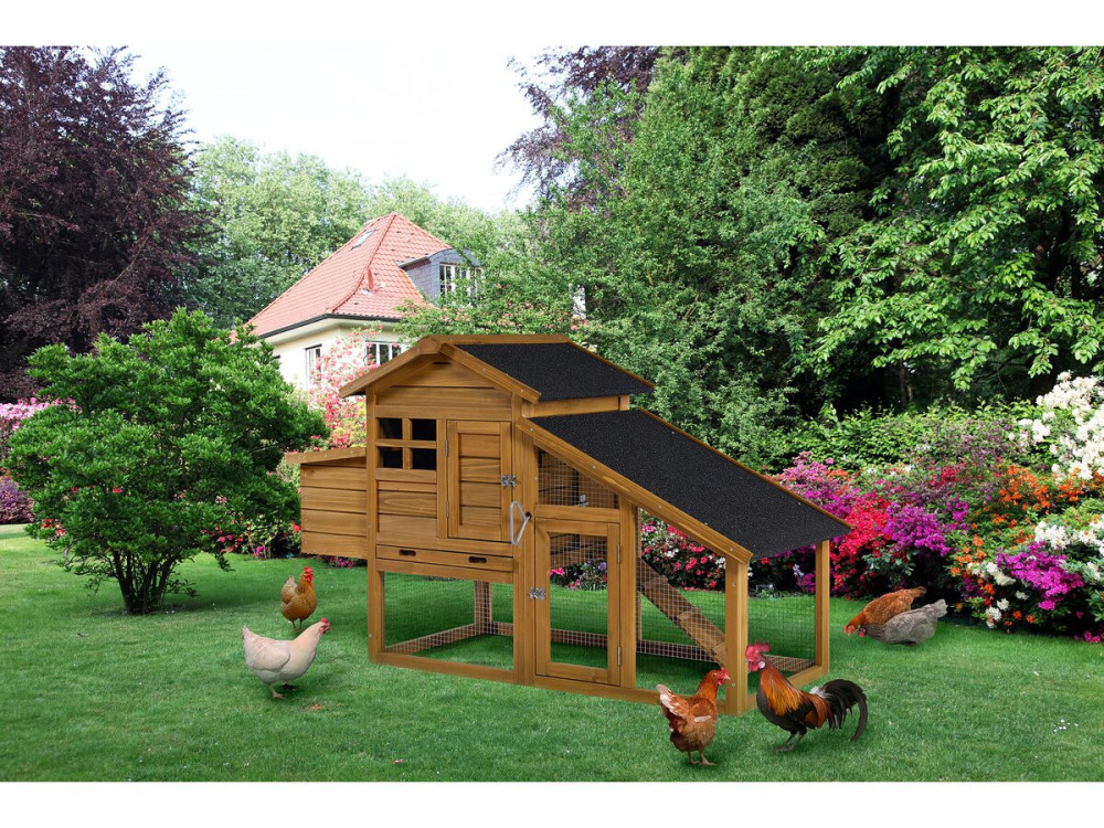 Clochette chicken coop with wooden nest box - Brown