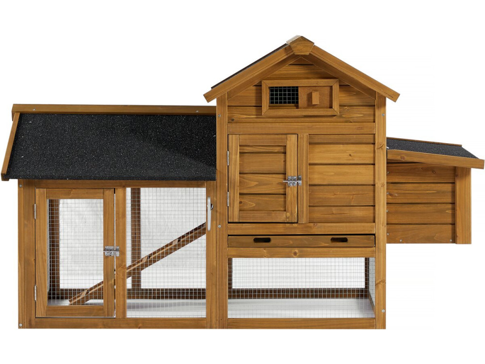 Poulette" henhouse with wooden nesting box - Brown