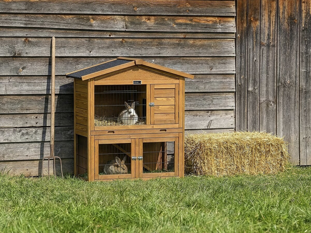 Noisette" wooden hutch - 102 x 55 x 100 cm - Brown