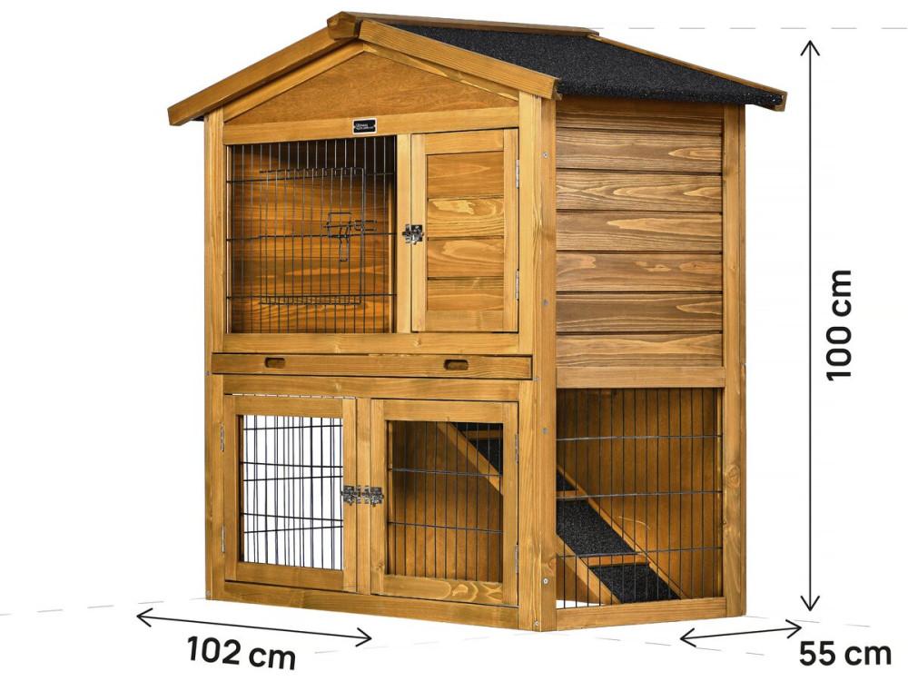 Noisette" wooden hutch - 102 x 55 x 100 cm - Brown