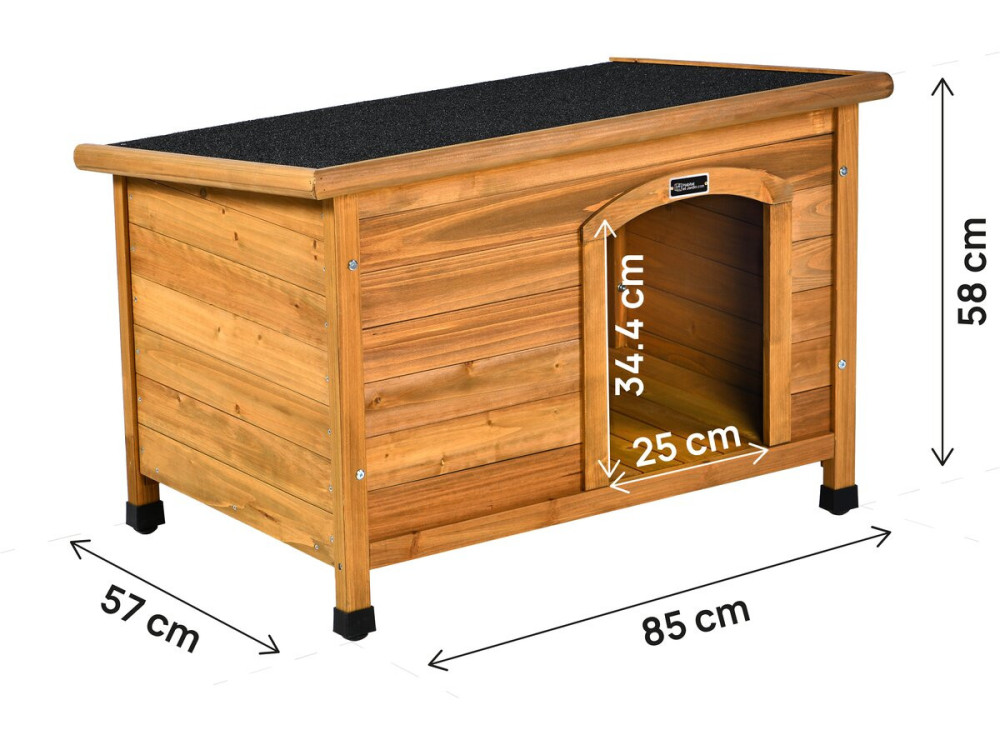 Max" wooden dog house - 85 x 57 x 58 cm - Brown